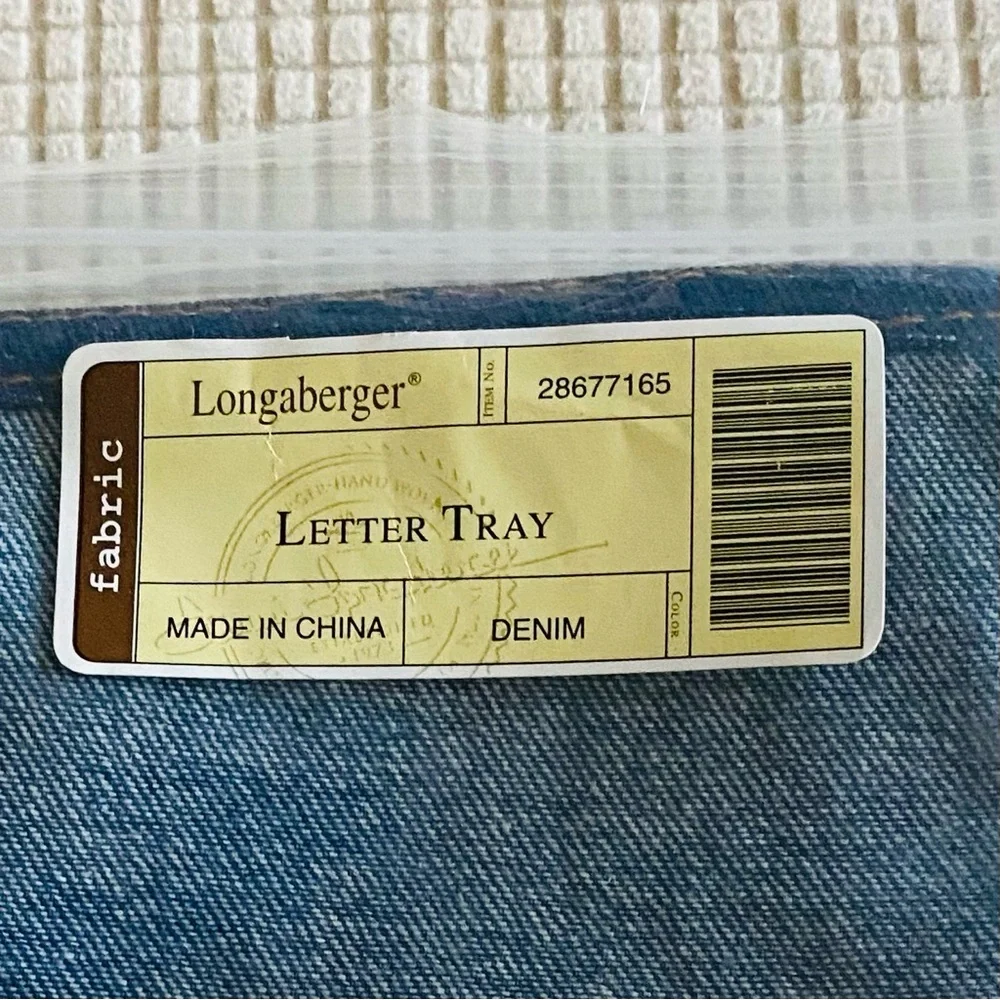Longaberger Denim Letter Tray Liner - Blue